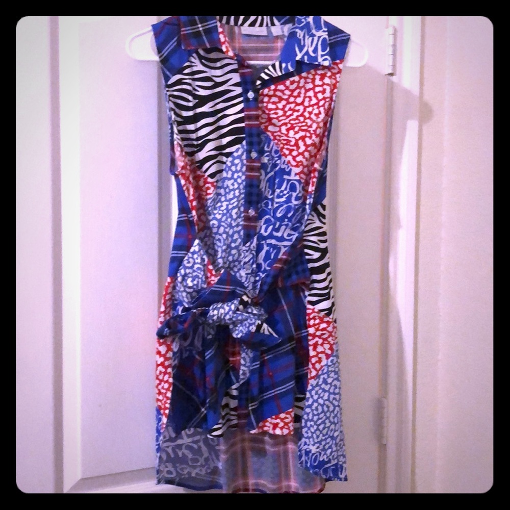 Mixed media wrap shirt